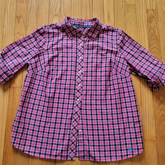 Talbots Womens Petite Plaid Button-Down Shirt With Roll-Up Sleeves xp - Picture 4 of 6